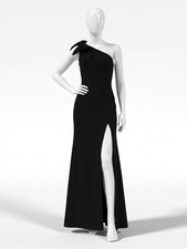 Mac Duggal Women's Black Ieena One-Shoulder Bow Gown Dress Size 6