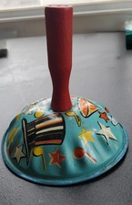 Vintage Metal Bell Noisemaker New Years Party Theme Tin Litho