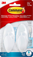 Command Medium Bath Hooks with Water Resistant Strips - 2 Medium Hooks and 2 Adh 4.13 per strip