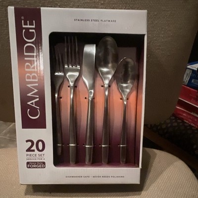 Cambridge Silver 20pc Stainless Steel Flatware Set Dishwasher Safe Svc 4