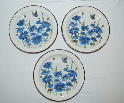 Midwinter Stonehenge Spring Blue Floral Bread/Dessert Plate Set of 3