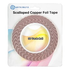 Silver Backed Scalloped Copper Foil Tape for Stained Glass, DIY Crafts, Singl...