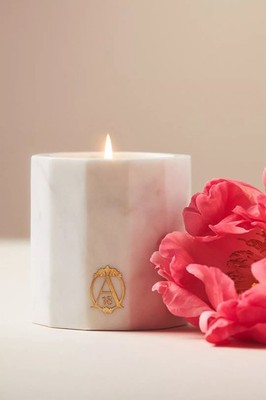 NEW Apothecary 18 Floral Peony Blush Marble Candle 48hr Burn Luxury Hand Poured
