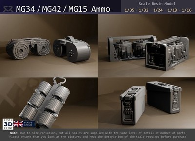 MG34 MG42 MG15 (MG 34 MG 42 MG 15) Munition (Munition) - 1/24 1/18 1/16 Resinmodell