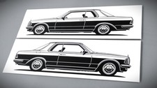 Mercedes W123 Coupe Aufkleber Silhouette Mercedes W123 CE Sticker Schwarz 2x neu