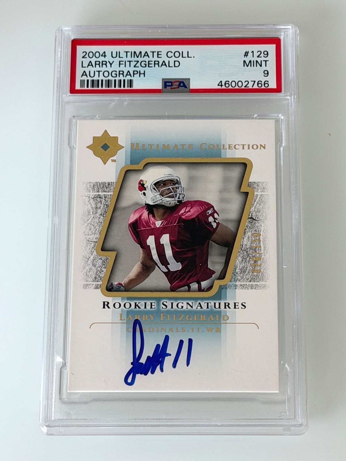 2004 Ultimate Collection Larry Fitzgerald Rookie Signatures #129 PSA 9