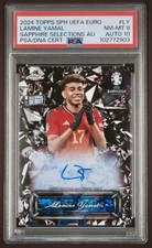 Lamine Yamal Topps Euro 2024 Sapphire Selections Rookie Black Auto /10 PSA 8/10