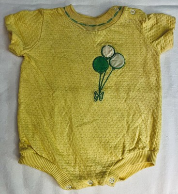#ad Vintage 1960’s Sears Sz S 6 9M Yellow amp; Green 1 Piece Romper w Balloon Design $11.99