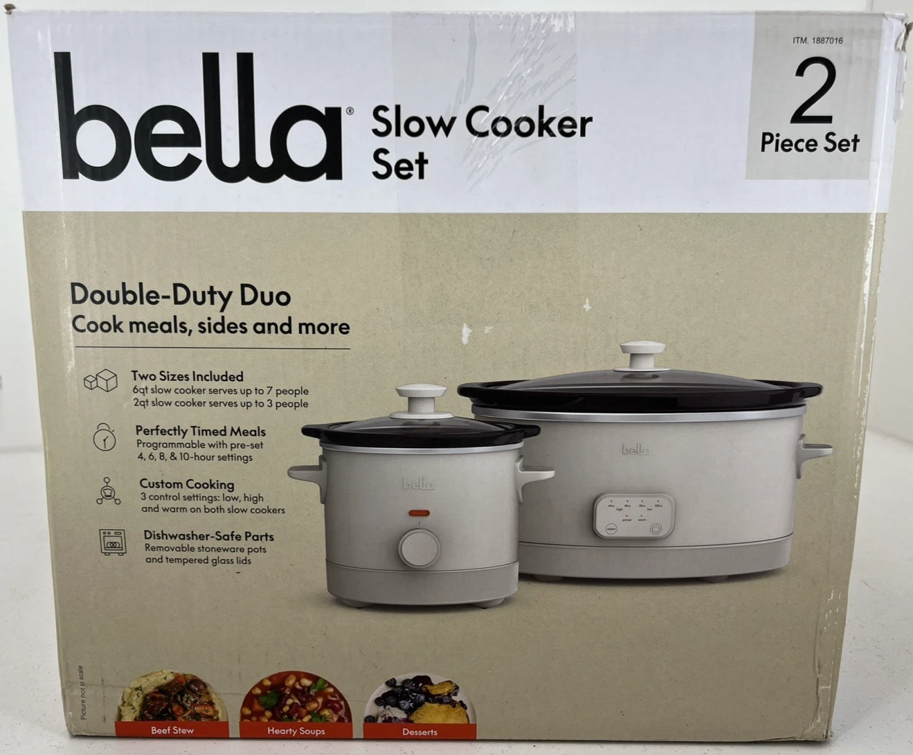Bella - 6-qt. Programmable Slow Cooker & 2-qt. Slow Cooker Set - Oatmilk
