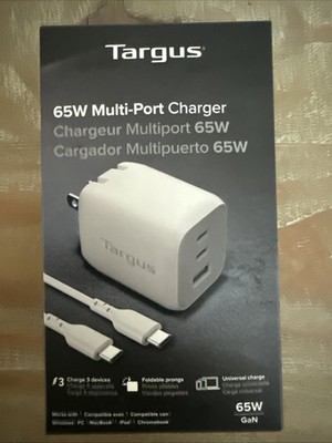 NEW Targus APA11606TT 65W USB-C MULTI-PORT GAN WALL CHARGER WHITE