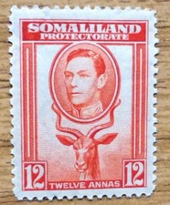 SOMALILAND-1938 12a Red-Orange Sg 100 LIGHTLY MOUNTED MINT