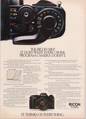 Ricoh XR-P Original 1985 Camera Print Ad Vintage Photography Art