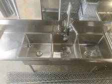 Commercial sink 18- 18-12  3 comp L Drain BK Resource w/ Faucet (other sizes av)