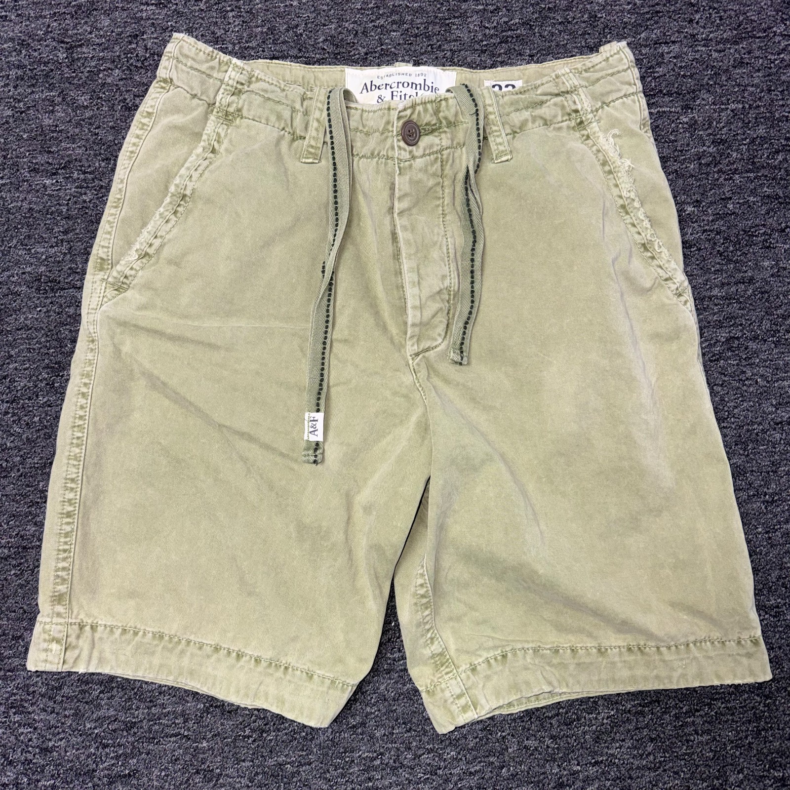 Vintage Abercrombie & Fitch Chino Khaki Grunge Shorts Mens Sz 33 Green Faded