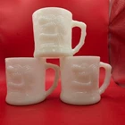 Vintage GROG Caveman Milk Glass Mugs BC Comic Fire King Johnny Hart Set of 3