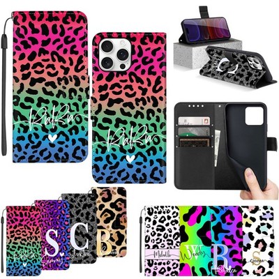 For iPhone 17 Pro Max 15 14 16 Case Personalized Leopard Patterned Leather Cover