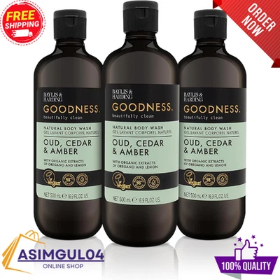 Baylis & Harding Goodness Oud Cedar and Amber Body Wash 500 ml (Pack of 3)