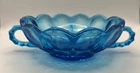 Vintage Anchor Hocking Fairfield Blue 2 Handle Nappy Candy Nut Candle Dish Bowl