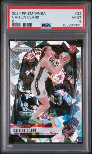 2024 PANINI PRIZM WNBA ICE #22 CAITLIN CLARK ROOKIE RC PSA 9