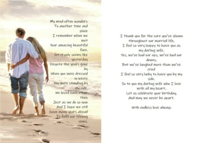 Pickture-This A5 Birthday Card – 'Especially To My Darling Wife' With Envelope, Folded Design, Made In UK