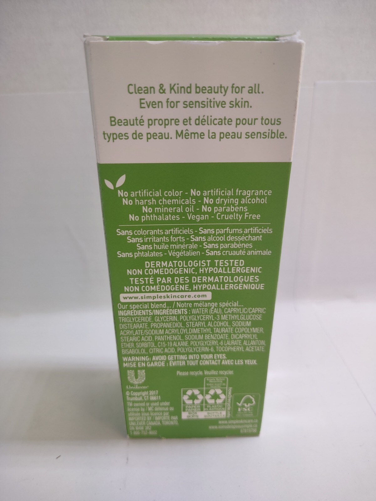 Simple Sensitive Skin Replenishing Rich Moisturizer Pro-Vitamin B5 Glycerin 12HR