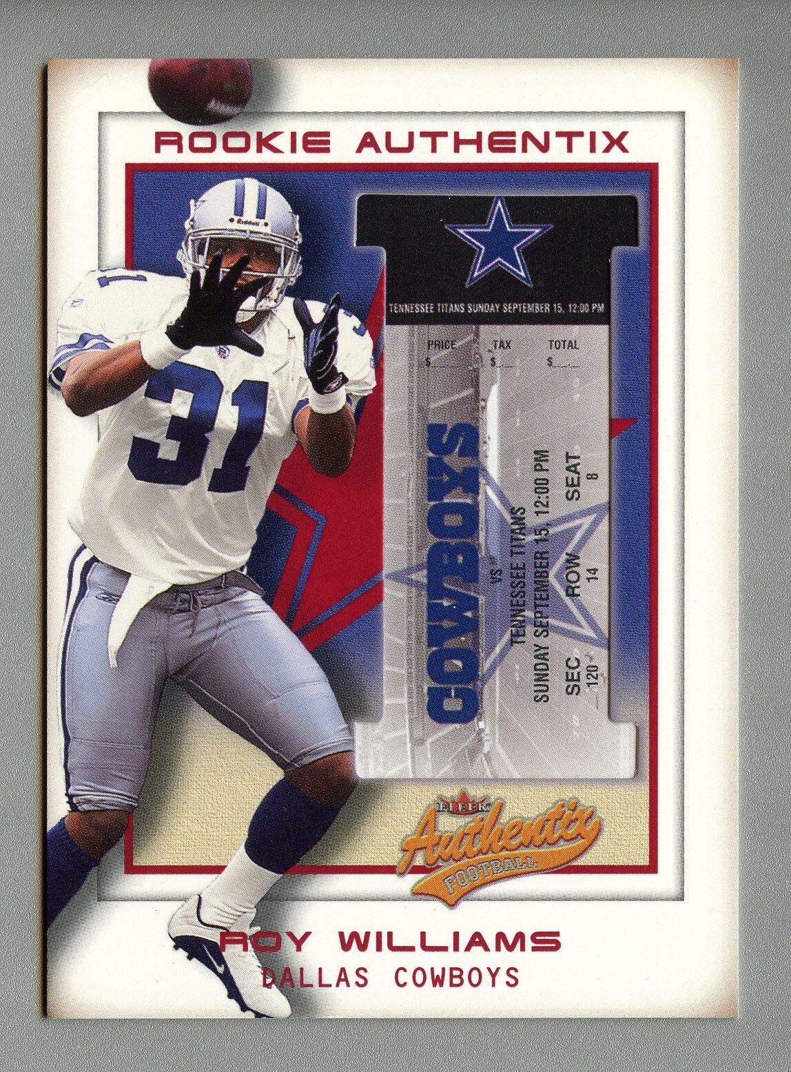 Roy Williams Fleer Authentix #126 Base