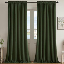 Luxury Dark Olive Velvet Blackout Curtains 90" Length, 2 Panels