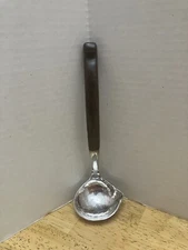 Vintage Hammered  Sterling Silver Sauce Or Gravy Ladle Wood Handle MCM