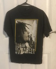 Zion Bob Marley tshirt Size M Black Faded 1369