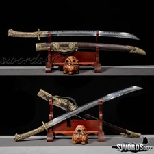 Masterpiece Sword Chinese Broadsword Qing Dynasty Dao Folded Steel Clay Tempered