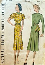 1930's VTG Pictorial Misses' Frock, Dress Pattern 9398 Size 14