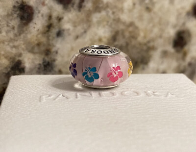 【廃盤✧ハワイ限定✧レア】 フラワーレイ ムラーノガラスチャーム ハイビスカス Pandora Authentic Hawaii Exclusive Lei Flower hibiscus Murano
