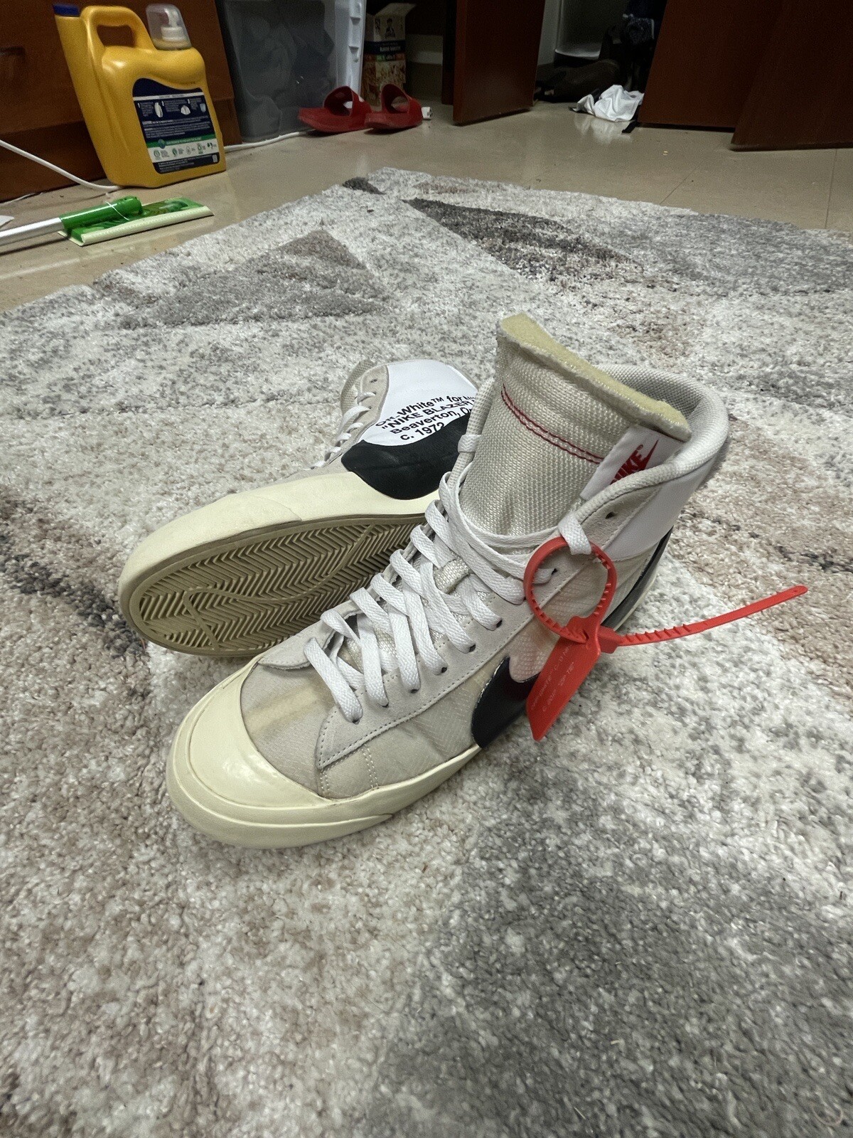OFF WHITE X NIKE blazer bianco medio bianco dieci 2017 taglia 12 pulito 9 10 con org tutto
