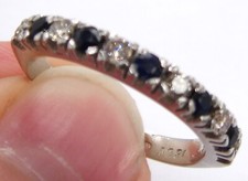 18ct white gold sapphire diamond eternity ring 0.2ct size n hallmarked boxed
