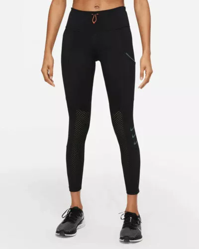 NIKE DriFIT Run Division Luxe 7/8 Pocket Running Black Leggings DD5396 010  SMALL