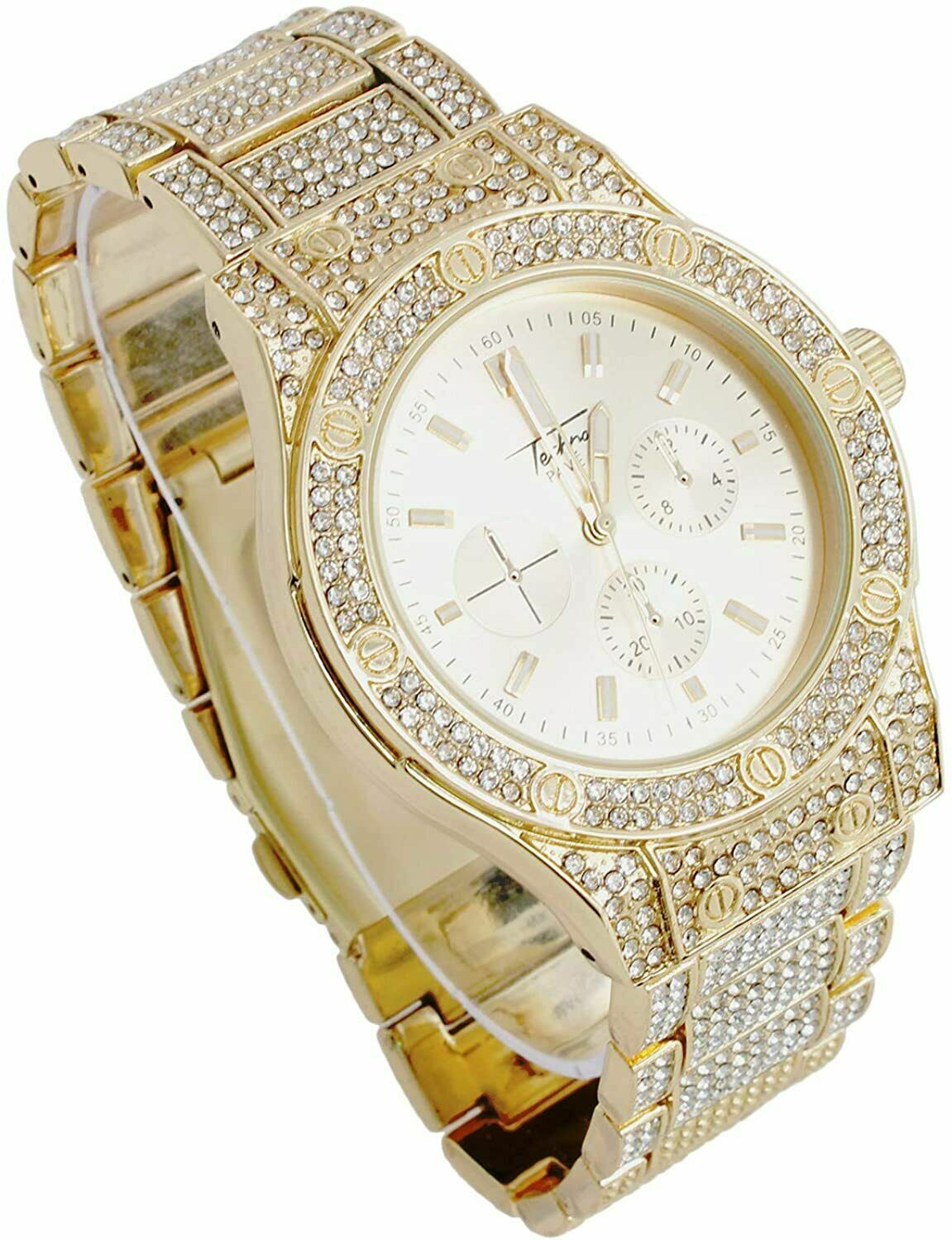 Iced Bling Rapper Lab Diamond Metal Band Gold PT Hip Hop Luxury Metal ...