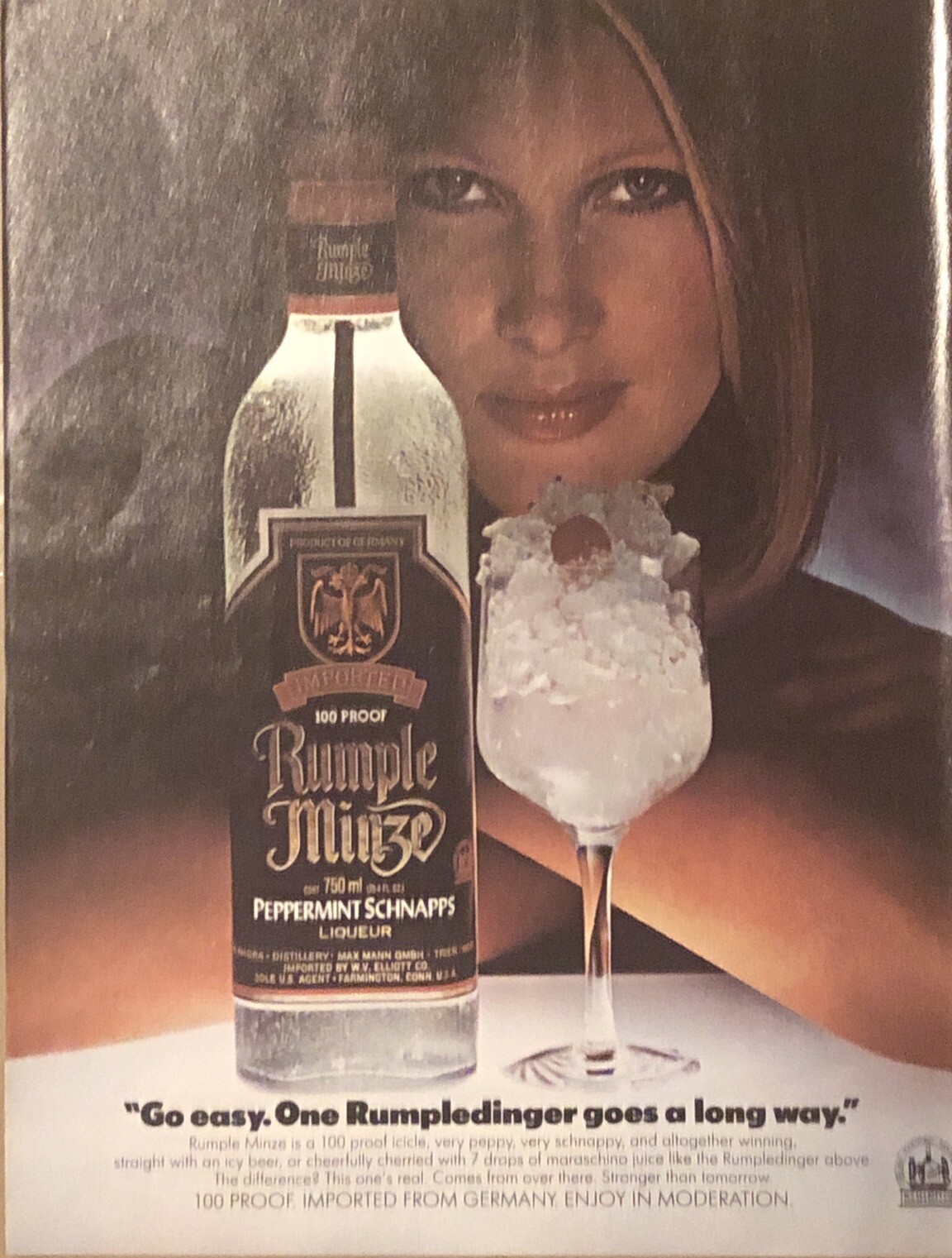 1981 Rumple Minze Peppermint Schnapps PRINT AD One Rumpledinger Long Way VTG 80s