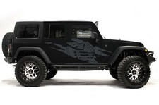 Vinyl Decal Wrap Kit For 4-door 07-16 Jeep Wrangler Rubicon Army Star Torn Gray