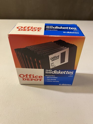 NOWY ZAPIECZĘTOWANY 10 Office Depot 2HD IBM Sformatowane dyskietki 3,5" Dyskietki 1,44 MB - Zdjęcie 2 z 10