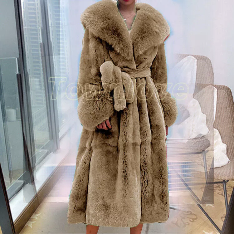 Casual loose faux fur large best sale lapel long sleeve jacket