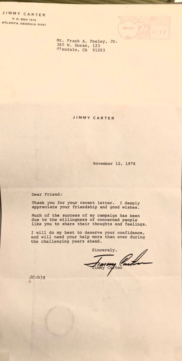 n*r様 カーター大統領 直筆サイン 証明書付き JIMMY CARTER AU n*r様 カーター大統領 直筆サイン 証明書付き JIMMY CARTER AU