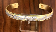 Gold Silver Flowers Magnetic Bracelet Arthritis Pain Therapy Energy Cuff Bangle