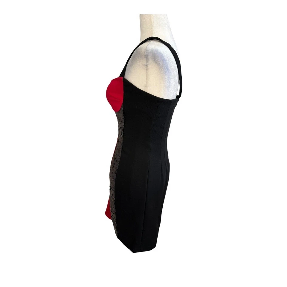 Vestido Jay Godfrey Lentejuelas Cóctel Fiesta Rojo Negro Bodycon Mini Talla 2 Foto 2 de 4