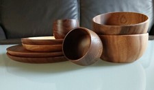 Akazienholz Geschirr-Set - Teller in 2 Größen, Schüssel, Becher - Akazie 8teilig