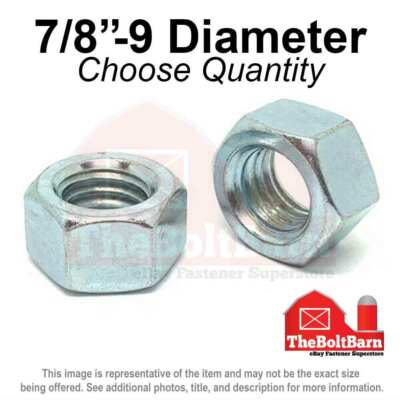7/8''-9 Grade 2 Finished Hex Nuts Coarse Thread (Pick Quantity & Finish)