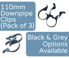 110mm black downpipe clips (Pack of 3)
