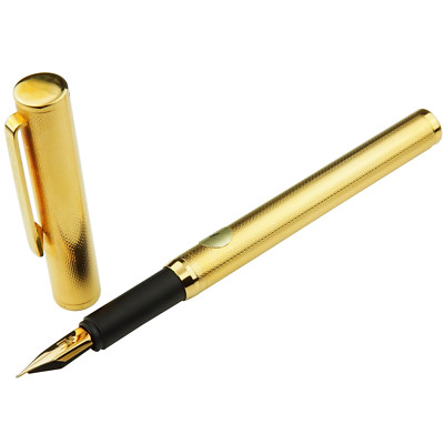 Dunhill Füller 14 Karat Gold F-Feder Schwarz Vergoldet Classic TOP