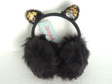 Cat  Jack Ear Muff Girls One Size Headband Kitty Gold Sequin Stocking Stuffer