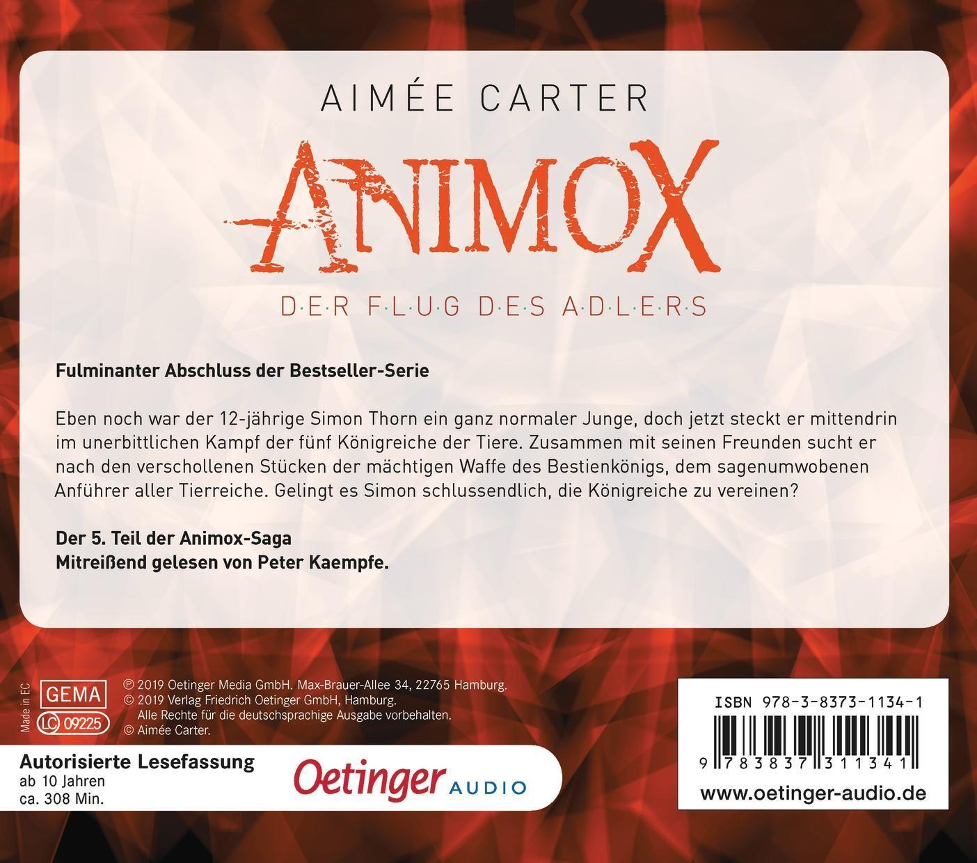 Thumbnail - Animox 05. Der Flug Des Adlers (4cd) Aimée Carter