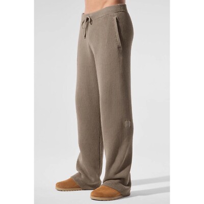 Alo Yoga Domain Rib Knit Sweatpant Gravel S | eBay